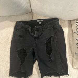 Refuge Charlotte Russe Black Distressed Jean Shorts